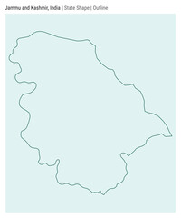 Jammu and Kashmir, India. Simple vector map. State shape. Outline style. Border of Jammu and Kashmir. Vector illustration.