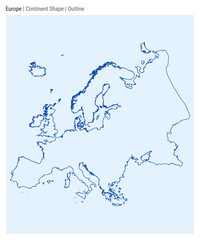 Europe. Simple vector map. Continent shape. Outline style. Border of Europe. Vector illustration.
