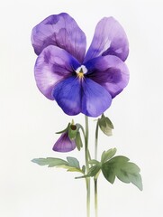 Vibrant Watercolor Violet Flower Illustration Generative AI