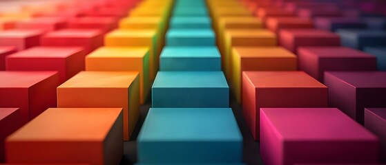 Colorful Cubes in Vibrant Minimalist Array. Concept Abstract Photography, Minimalist Art, Colorful Cubes, Creative Composition