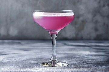 Elegant Aviation cocktail in a classic coupe glass on a textured grey background