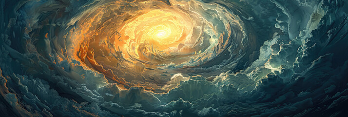 A painting depicting a swirl in the vast ocean, capturing the powerful movement and energy of the water