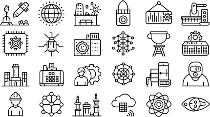 set of different High-Tech industry science   Icons