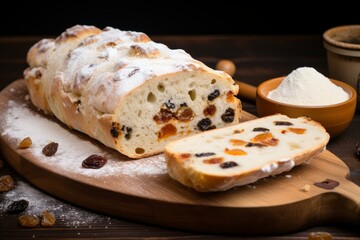 Delectable Stolen christmas sweet bread. Napkin food. Generate Ai