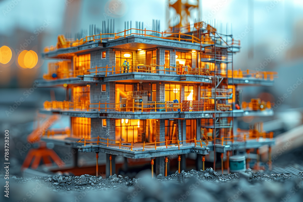 Poster a construction company undertaking infrastructure projects to support growth and development. concep