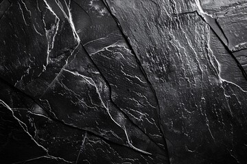Black Stone texture. Beautyful stone texture. Textured layers of black slate with natural golden veins, showcasing geological complexity and rugged beauty. - obrazy, fototapety, plakaty