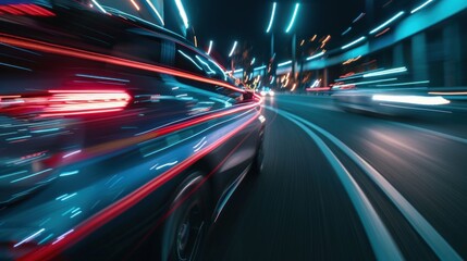 Naklejka premium Cars lights on the road at night time
