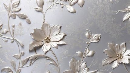 Silver background with flowers