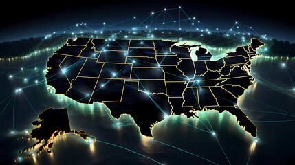  NIS2 featuring a map or network diagram illustrating the United States as a continuous landmass. - obrazy, fototapety, plakaty