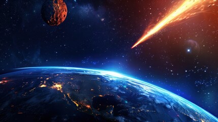 view of a meteor falling to earth