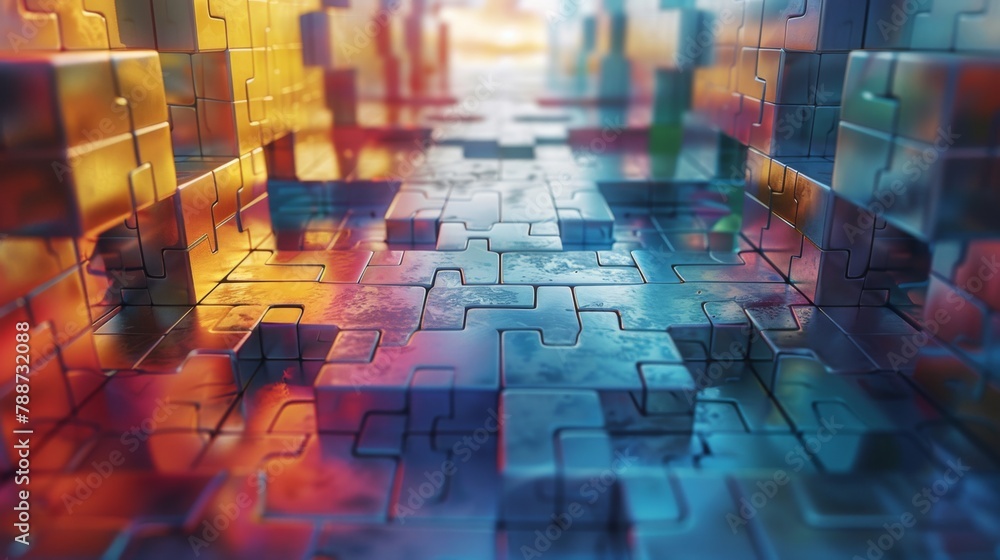 Poster colorful abstract background with squares and cubes