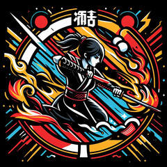 Fototapeta na wymiar Colorful fighter characters illustration