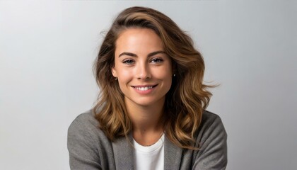 Fototapeta premium portrait of a woman, smiling, model, hair, confident, smile, professional, clothing, fashion, business, casual