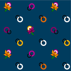small floral with circle allover pattern design.