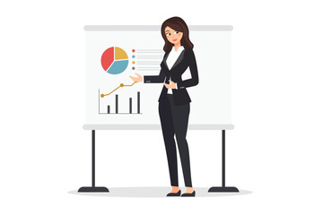 woman in business suit presenting slides isolated vector style