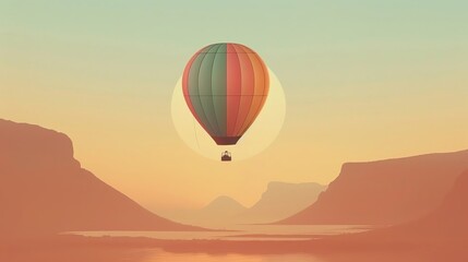 Sunset hot air balloon ride, panoramic, serene, adventurous, sky