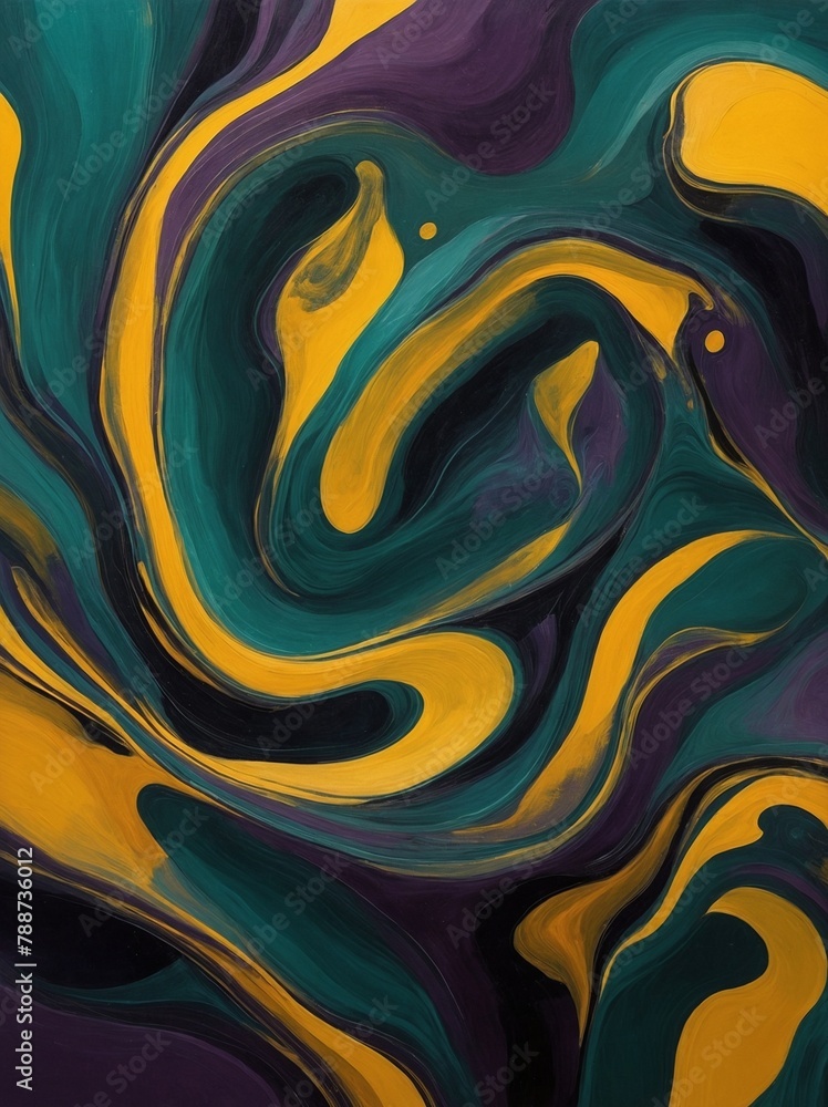 Poster mesmerizing blend of colors swirls dynamically across canvas, creating abstract masterpiece that cap