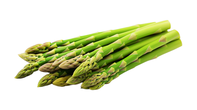 A photo of a bunch of green asparagus on a transparent background.