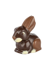 handmade chocolate bunny on white background