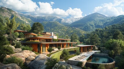 Eco-Friendly Luxury Resort in Mountain Landscape