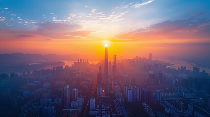 elegant high-rise office building,  shenzhen city skyline