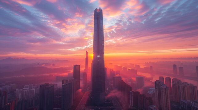 elegant high-rise office building,  shenzhen city skyline