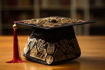 Black Student graduation cap. Happy college success. Generate Ai - 788739490