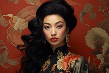 Elegant Stylish asian women. Portrait young. Generate Ai - 788742253