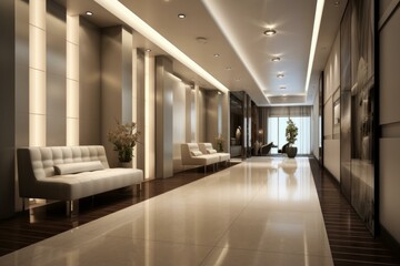 Elegant Stylish interior modern hall. Floor mirror. Generate Ai - 788744230