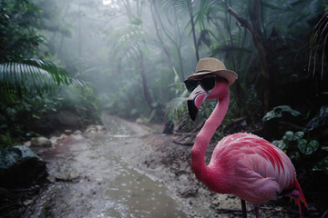 Dramatic Flamingo Athlete in Pink Sunglasses Endurance Challenge