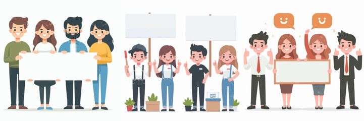vector collection of people with blank boards