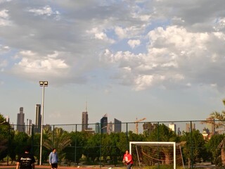 football stadium in the morning