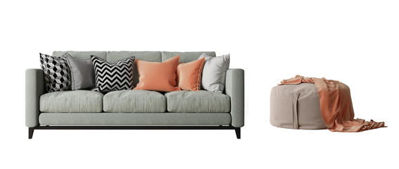 Sofa and soft seat isolated PNG
