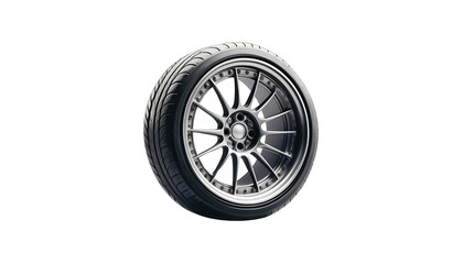 3d render of a single black automobile wheel with tire