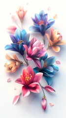Botanical illustration class, vibrant colors, closeup, educational, studio