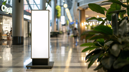 Modern Advertising in a Shopping Mall: Roll-up Poster Mockup - obrazy, fototapety, plakaty