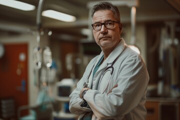 Fototapeta premium Doctor With Stethoscope in Hospital