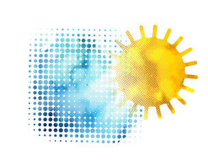 Sun and blue sky of dots. Not AI. Vector illustration