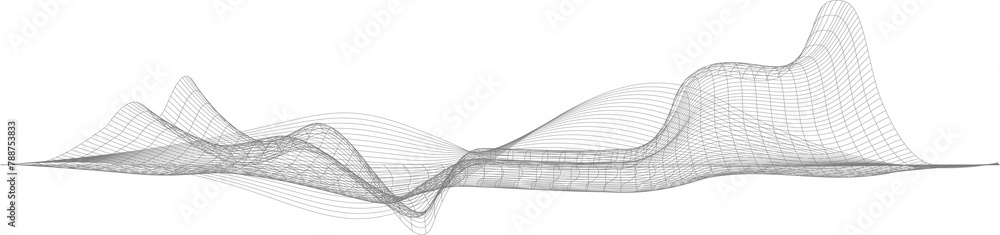 Poster gray abstract mesh wave on transparent background. design element for presentations, covers, outpost