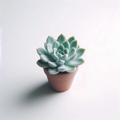 macro or closeup of delicate succulents plants in pot with white background