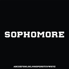 sophomore, varsity college font alphabet vector set