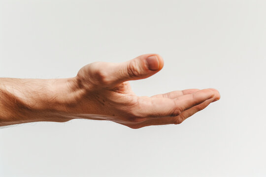 close-up photo of supportive hand reaching out, symbolizing support service, against a clean white background, conveying assistance and reliability.