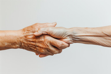 compassionate close-up photograph of a hand gently holding another, against a clean white background, portraying the empathy and understanding integral to support service.