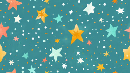 multicolored stars dots seamless pattern