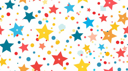 multicolored stars dots seamless pattern