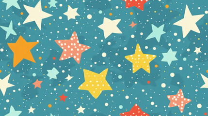 multicolored stars dots seamless pattern