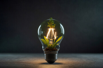 A close-up of an environmentally friendly light bulb symbolizing ecological energy and environmental conservation