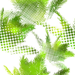 Palm leaves seamless pattern on white background. hand drawing. Not AI. Vector illustration