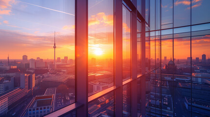 elegant high-rise office building, Berlincity skyline