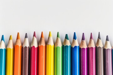 An Arrangement of Colorful Pencils Lined Up on a Wooden Background, Symbolizing Artistic Possibilities, Generative AI